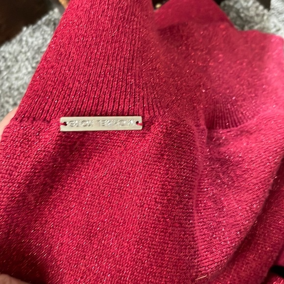 MK Red Shimmer Knit Cowl Neck top - Picture 3 of 4